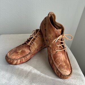 Felmini brown wooden pattern leather shoes size 40
